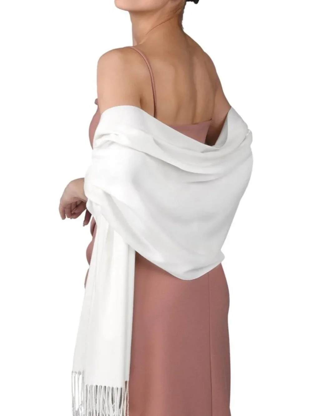 Women's White Evening Dresses Blanket Imported Pashmina Shawl Scarves